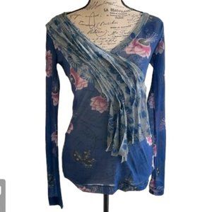 PianuraStudio Ruffle Sash Floral Top